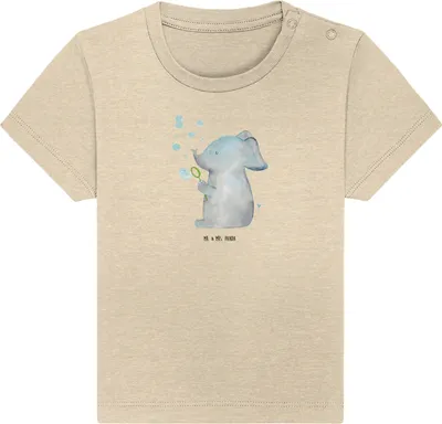 Produktbild von Mr. & Mrs. Panda Babyshirt Elefant Seifenblasen 6. - 12. Monat - Natural Raw - Geschenk, , Elefanten, Organic Baby Shirt, Liebe, Heimat, T-Shirt, Top, Lustige Sprüche