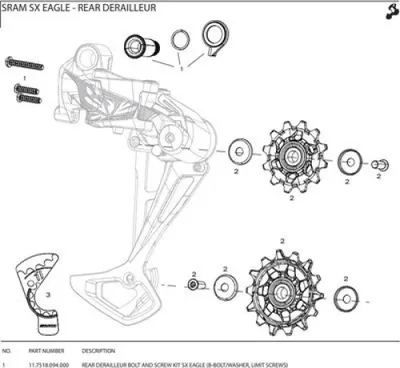 Produktbild von Sram Sx Eagle 11.7518.094.000 Stabilisatorbaugruppe Schwarz Schwarz One Size