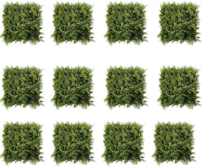 Imagen del producto de Paneles de pared de césped artificial: para jardín, balcón e interior. Protección visual 3D y decoración. Resistente a los rayos UV. 12 unidades. Color verde