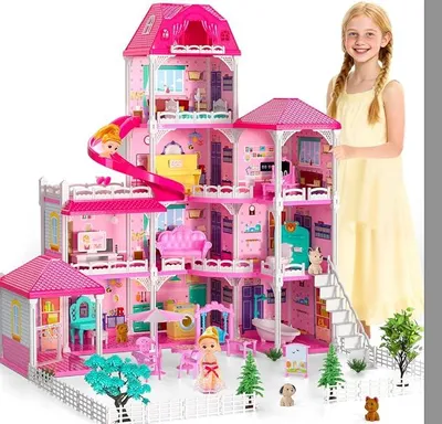 Imagen del producto de Casa de muñecas grande para niñas a partir de 3 años, con tobogán