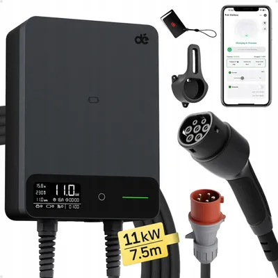 Zdjęcie produktu dla Stacjonarna ładowarka wallbox dé auta EV 11kW na siłę z kablem typ 2 7,5m
