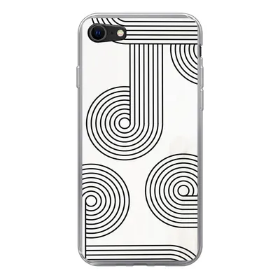 Produktbild von MuchoWow® Handyhülle Schutzhülle Hülle für iPhone SE 2020 Abstrakt - Schwarz - Weiß - Kreis Silikon Softcase Handy Hülle - Kartenbesitzer