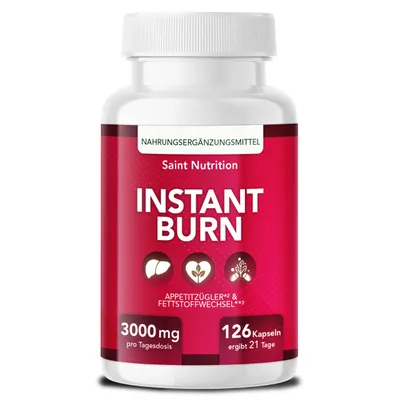 Produktbild von Saint Nutrition® Instant Burn – Appеtitzügler – hochdosiert - Glucomannan, Cholin, Vitamin B1 + B6 – Unterstützung für Abnеhmen - schnell abnеhmen