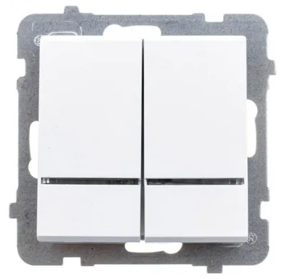Image de Interrupteur double encastré Ospel avec éclairage, finition blanche mate