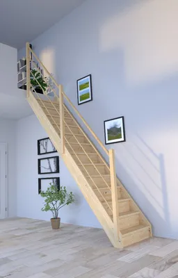 Produktbild von Holztreppe Korfu gerade-Holz-Holz Design Geländer-links-mit Setzstufen