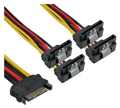 Zdjęcie produktu dla InLine 29683V, SATA 15-pin, SATA 15-pin, 0,15 m, Męska, Żeńska, 90°