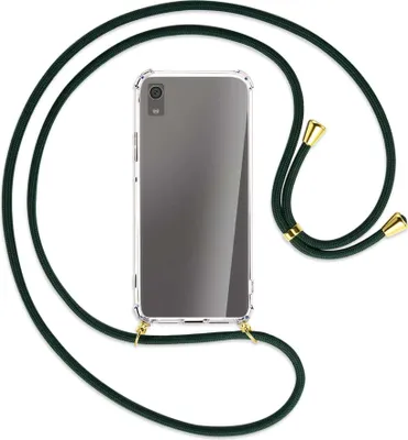 Produktbild von Handykette Backcover-Schutzhülle mit Band (Metall goldfarben) für Sony Xperia XA1 - dunkelgrün