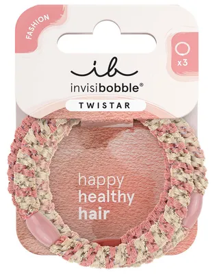 Imagen del producto de Invisibobble TWISTAR, trenzas para el cabello en color rosa, paquete de 3 unidades