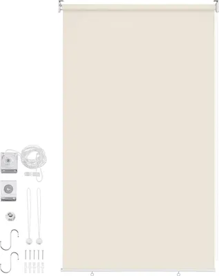 Zdjęcie produktu dla Izrielar – markiza pionowa 140 x 240 cm, roleta balkonowa, beżowa, z ochroną przed promieniowaniem UV, osłona przeciwsłoneczna, osłona zapewniająca prywatność, wodoodporna, odporna na warunki atmosferyczne, na balkon i taras