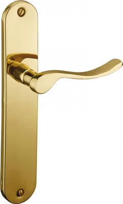 Image de Ensemble de poignées pour porte intérieure Marianne sans trou, carré 7mm, entr'axes 195mm, laiton poli - THIRARD