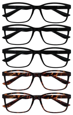 Produktbild von The Reading Glasses Company Die Lesebrille Unternehmen Herren Groß Schwarz Braun Leser Wert 5er-Pack Designer Stil Federscharniere RRRRR83-11122 +1,50