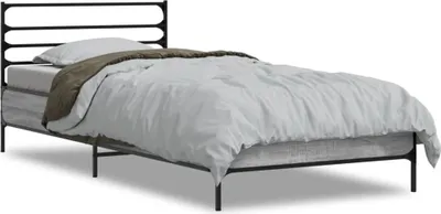Produktbild von vidaXL Bettgestell Grau Sonoma 90x190 cm Holzwerkstoff und Metall