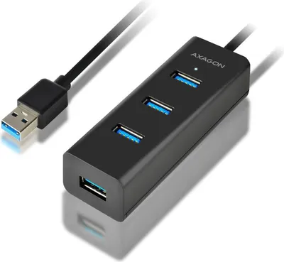 Zdjęcie produktu dla Axagon HUE-S2BL, USB 3.2 Gen 1 (3.1 Gen 1) Type-A, USB 3.2 Gen 1 (3.1 Gen 1) Type-A, 5000 Mbit/s, Czarny, Plastik, 1,2 m