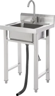 Produktbild von Gewerbliche Spüle, langlebiger Edelstahl, benutzerfreundliches Design, Silber