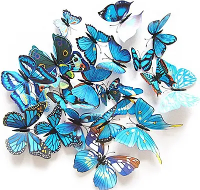 Produktbild von Oblique Unique 3D Schmetterlinge 12er Set für die Wand zum Kleben Wandtattoo Wandsticker Wanddeko - blau