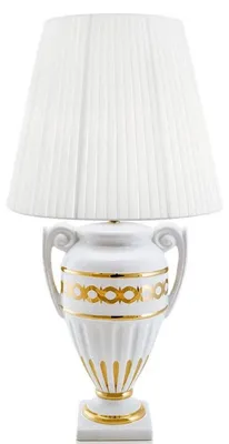 Image de Casa Padrino Baroque Lampe de table Blanc / Or Ø 40 x H. 75 cm - Lampe de salon en céramique de style baroque