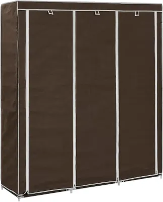 Immagine prodotto di Armadio con scomparti e aste, colore marrone, dimensioni 150x45x175 cm. Armadio imbottito per camera da letto, ingresso o ripostiglio, ideale per riporre vestiti, giacche e scarpe. Organizzatore per mobili