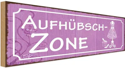 Produktbild von vianmo Holzschild 10x27 cm Aufhübschzone Dekoration