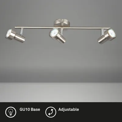 Immagine prodotto di Lampada da soffitto LED Spot 3xGU10 orientabile 3000K 12W nichel opaco Briloner