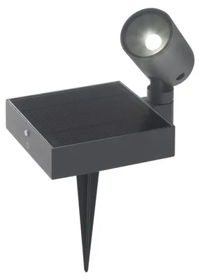 Image de Projecteur Solaire De Sol Led 1,3 W Avec Batterie Et Panneau Photovoltaïque, Ip65, Gris Foncé