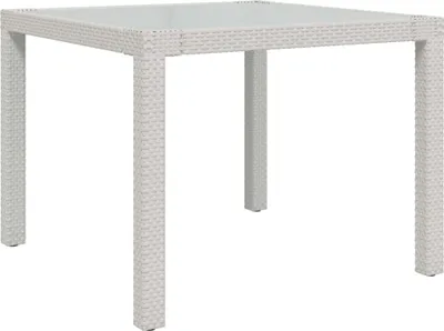 Immagine prodotto di vidaXL Tavolo da giardino 90x90x75 cm Vetro temperato Polyrattan Bianco