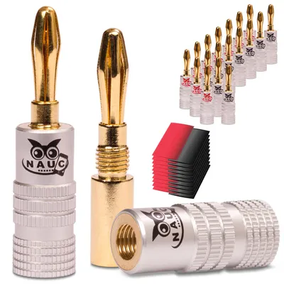 Produktbild von Bananenstecker 24K vergoldet Schrumpfschlauch 20x NAUC High End Steckverbinder