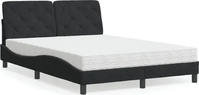 Productafbeelding van vidaXL Bed met matras, zwart, 140x200 cm, fluweel