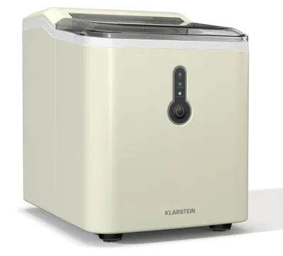 Obrázek produktu pro Klarstein malý výrobník kostek ledu – 12 kg / 24 h, 8minutový cyklus, nádržka na vodu 1,5 l, LED displej, průhledné víko, přenosný, včetně lopatky na led – výrobník kostek ledu na párty