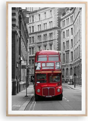 Produktbild von Gerahmtes Poster - Rahmen in heller Eiche - Bus england urlaub london - 70x100 cm - Wand Bild - Wanddeko - Wandbilder - Wandposter - Bilderrahmen - Bilder - Kunstdruck - Wandbild - P2NPA70x100-2153