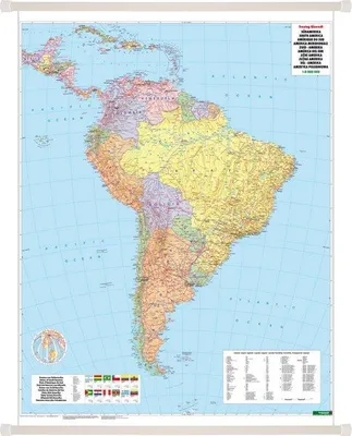 Obrázok produktu pre Politicko-fyzická nástenná mapa Južnej Ameriky 1:8 000 000
