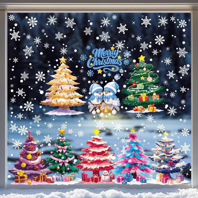 Produktbild von Weihnachts Fenstersticker 311 Stück, Bunte PVC Aufkleber, Wiederverwendbar, Statisch Haftend