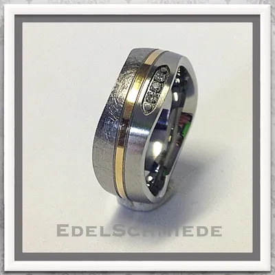 Produktbild von Edelschmiede925 Damenring Edelstahl mit 585 Goldeinlage u Brillant