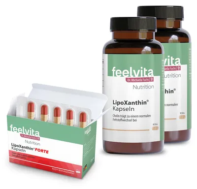 Produktbild von Feelvita Nutrition LipoXanthin + LipoXanthin Forte, Set 3-tlg.