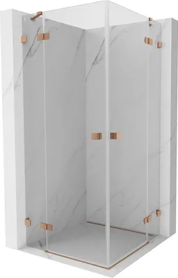 Produktbild von Mexen Lunar Duo Pendeltür-Duschkabine 85 x 85 cm, transparent, gebürstetes Kupfer - 834-085L-085P-65-00