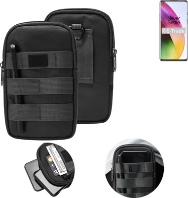 Produktbild von K-S-Trade Holster Gürtel Tasche kompatibel mit OnePlus 8 Handy Tasche Schutz Hülle dunkel-grau viele Fächer, 1x