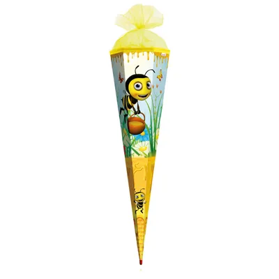 Produktbild von ROTH Schultüte groß Honigwiese mit Biene 85 cm eckig mit Tüllverschluss Zuckertüte Schulanfang