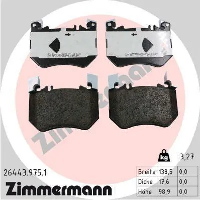 Produktbild von ZIMMERMANN Bremsbeläge Satz Vorne Bremsklötze passend für MERCEDES-BENZ GLC SUV (X254) 26443.975.1