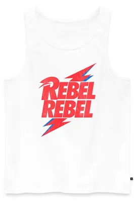 Produktbild von Spreadshirt David Bowie Rebel Rebel Mit Blitz Männer Premium Tank Top, 4XL, Weiß