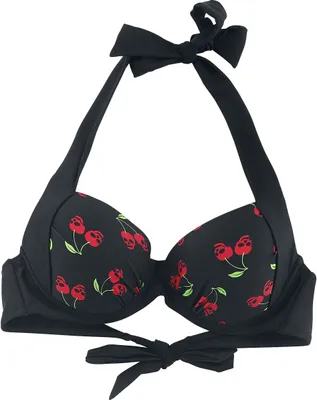 Produktbild von Rock Rebel by EMP Damen schwarzes Bikini-Oberteil mit Rockabilly-Print XXL