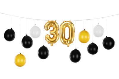 Produktbild von Ballongirlande 30 260x32cm Schwarz / Gold / Weiß