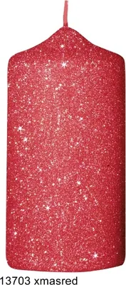 Produktbild von Glamour Glitter Stumpenkerzen rot, 120 x 60 mm, 4er Set
