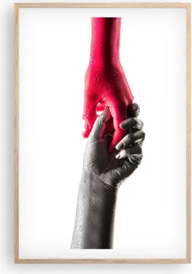Produktbild von Gerahmtes Poster - Rahmen in heller Eiche - Hilfe Hände Symbol - 61x91,5 cm - Wand Bild - Wanddeko - Wandbilder - Kunstposter - Wandposter - Bilderrahmen - Bilder - Kunstdruck - P2NPA61x91-4483