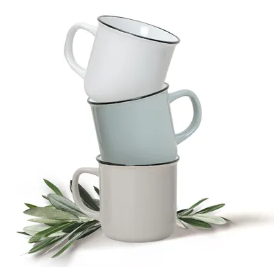 Image de Set de 36 tasses à café émaillées vintage unies