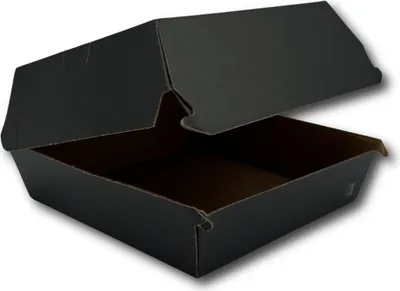 Produktbild von Burgerbox, Wellpappe, schwarz, 13x13x7,5cm