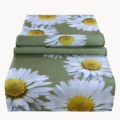 Produktbild von Tischläufer 40x140 cm Oliv Tischdecke modern Gänseblümchen Frühling Sommer Garten