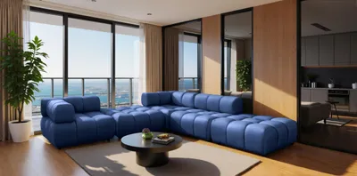Produktbild von Kaiser Möbel Ecksofa Corner modular, Veloursstoff Bluvel, Tintenblau, Rechts, Bolla