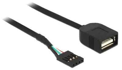 Produktbild von DeLOCK 83825, 0,4 m, USB A, USB 2.0, Weiblich/Weiblich, 0,48 Gbit/s, Schwarz