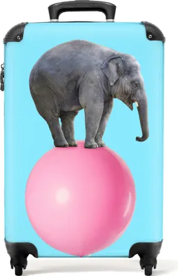 Produktbild von NoBoringSuitcases.com® Koffer Handgepäck Trolley Rollkoffer Kleine Reisekoffer mit 4 Rollen - Elefant - Ballon - Blau - Zirkus - Cabin Size < 55x40x23 cm & 55x40x20 cm - Fotokoffer - Kabinenkoffer - BoardgepäckHandgepäck Koffer 55x35x20 cm, 36L,