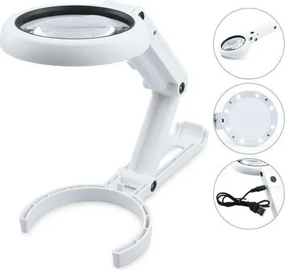 Produktbild von LED-Lupenlampe, dimmbare Freisprech-Lupe mit Licht und Ständer, Schreibtischlupe
