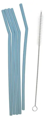 Image de Pailles en silicone Smikkels bleues - réutilisables et souples